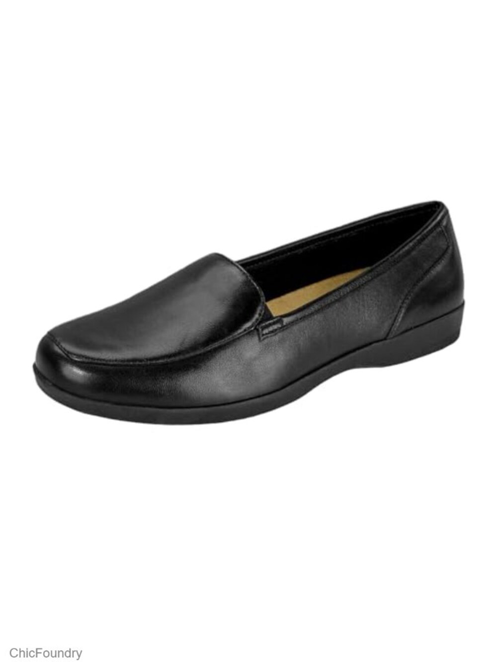 Women's Loafer Slip-On with Elastic Panels, Leather Upper, Cushioned Footbed,